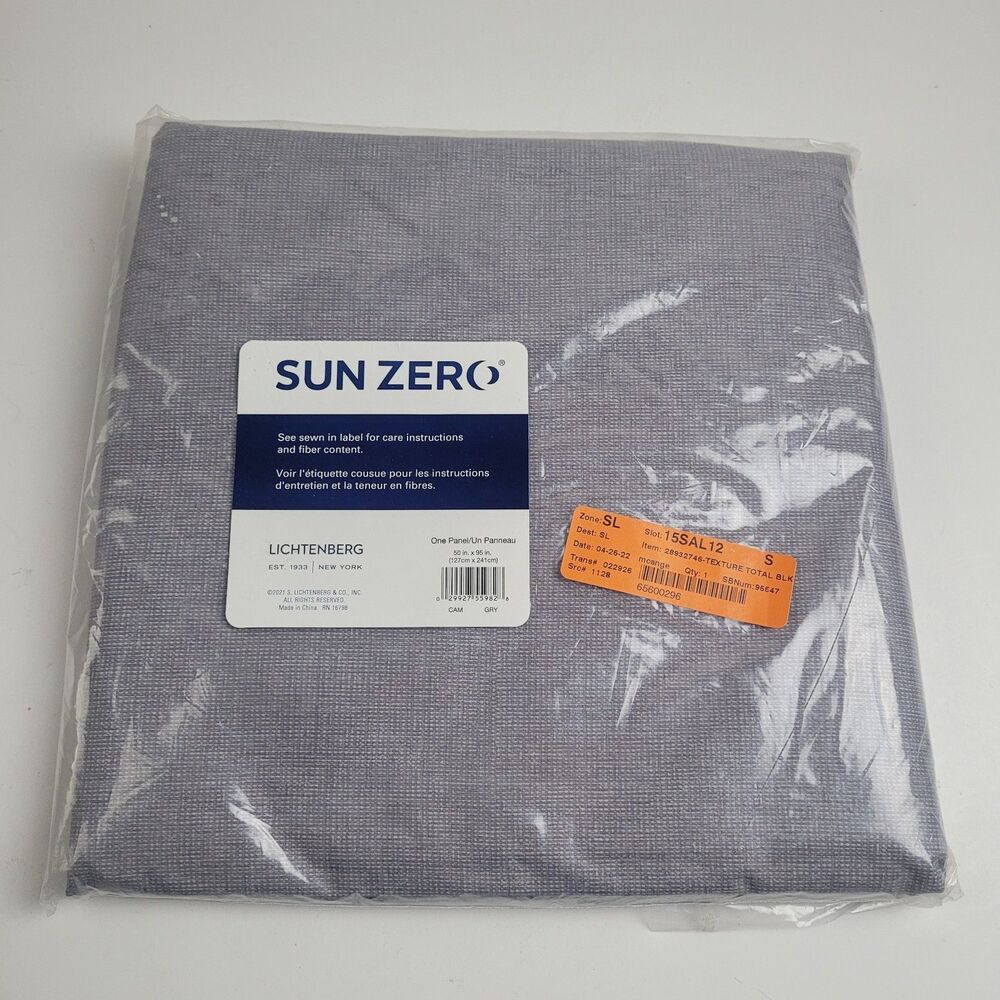 NEW Sun Zero 50 x 95 Tab top One curtain panel 'Gray' #CT17